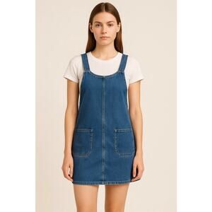 Forever 21 Denim Overall Dress Mini Grunge Style XS